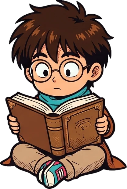 Tadashi reading a giant Japanese dictionary